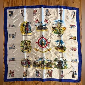 Vintage COPENHAGEN Silk Scarf Landmarks Souvenir